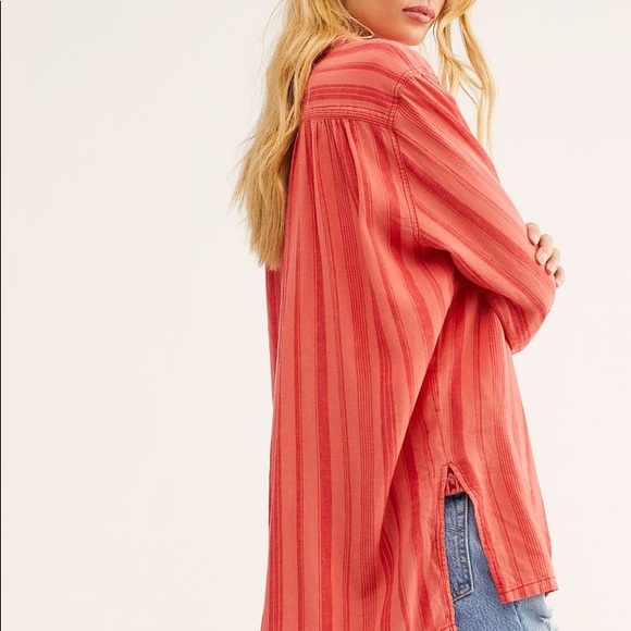 FREE PEOPLE Shirt | Summer Breeze Stripe | Coral | Sizes Small & Medium - Picture 5 of 16